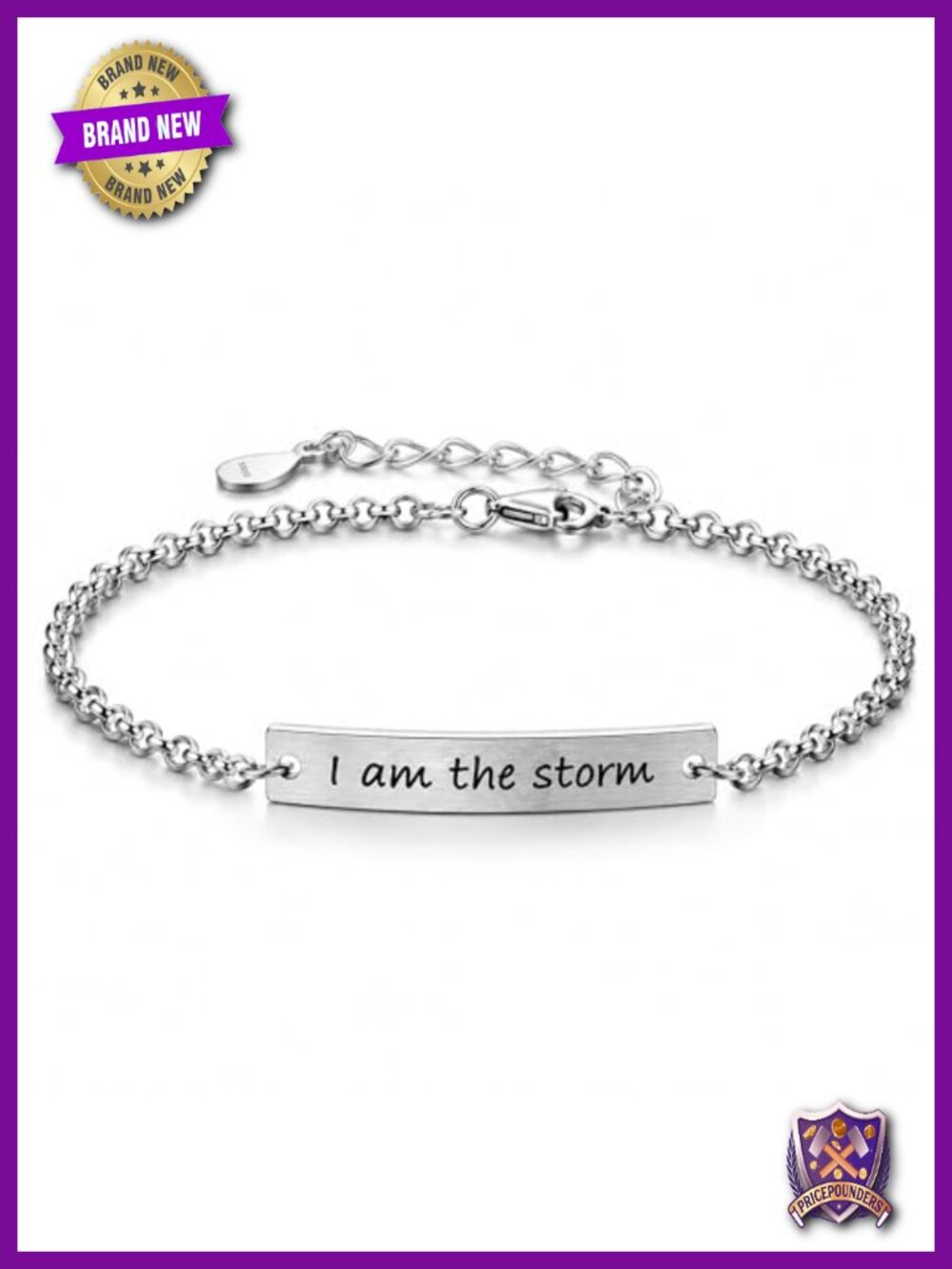 925 Sterling Silver Inspirational Bracelet for Women, Strength Engraved Jewelry
